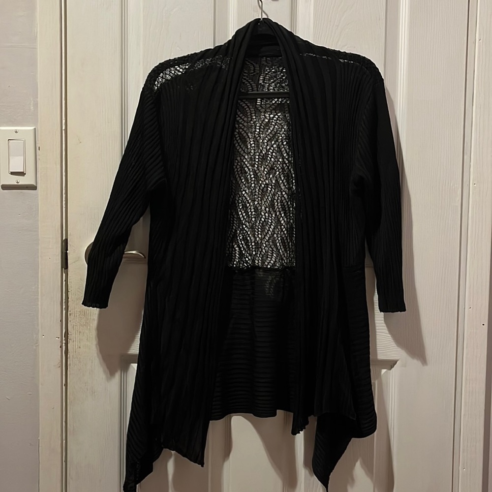 Lace A-Symmetrical Swing Jacket, Black
